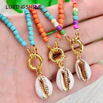

20pcs/lot Bohemian Shell Charms Handmade Bracelet for Women Natural Stone Seed Bead Chain Bracelets Ethnic Jewelry Gift