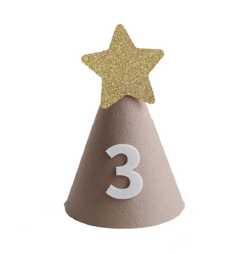 Baby Shower Khaki Happy Birthday Hat Korean Style Party Hat 3 years Aduluts Birthday Caps Kids Headwear 1st 2nd party hat