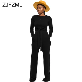 

Causal Ribbed Plus Size 2 Piece Sweatsuit Women Round Neck Long Sleeve Lace Up Long T Shirt and Long Pants Solid Autumn Outfits