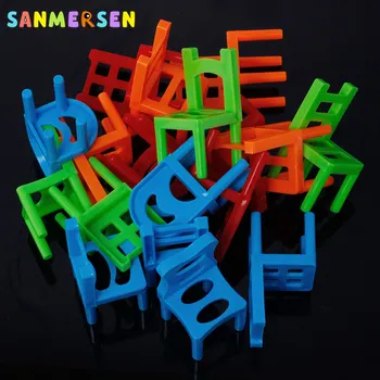 

Mini Plastic Chair Balance Blocks Toy 18Pcs Assembly Blocks Stacking Chairs Kids Interaction Family Game Balancing Training Toys