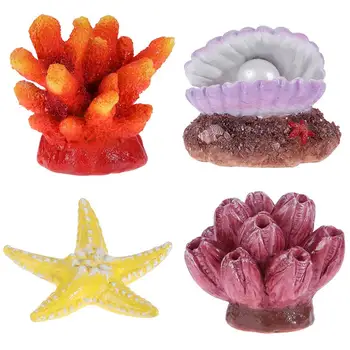 

4Pcs Multicolor Aquarium Decor Artificial Sea Star Fake Coral Hiding Ornament For Fish Tank Decoration