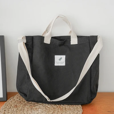 PGOLEGGY новые холщовые сумки на плечо, Эко сумка для покупок, женская сумка-тоут, посылка, сумки через плечо, кошельки, повседневные сумки для женщин - Цвет: Черный