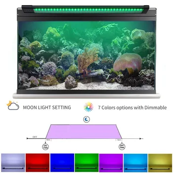 

LCD Full Spectrum Aquarium Light with Aluminum Alloy Shell Extendable Brackets External Controller for Freshwater Fish Tank