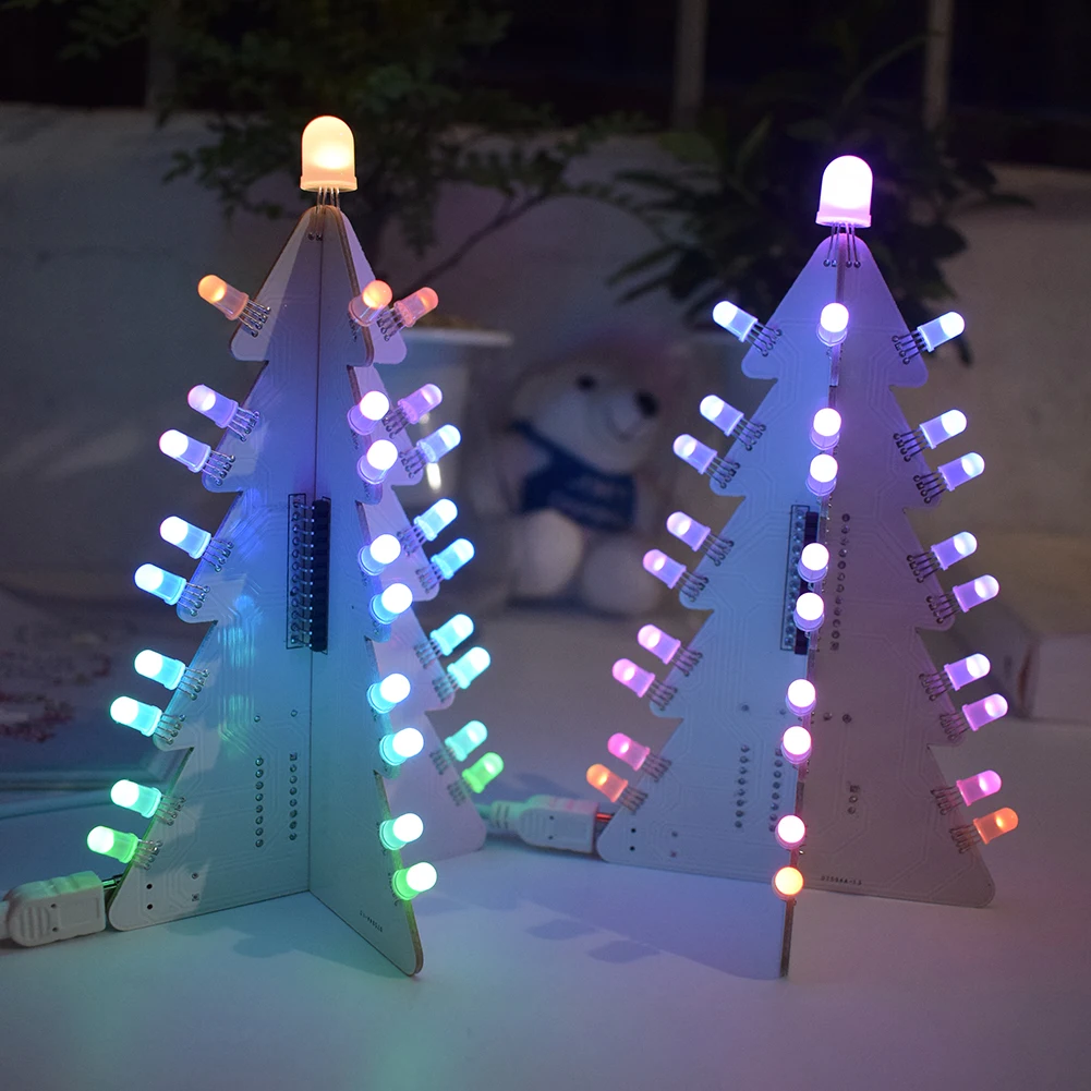 DIY Christmas Tree kit Colorful Easy Making LED Light Acrylic Christmas Tree with Music Electronic Learning Kit Module Toys Gift