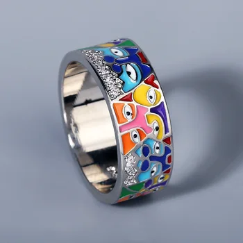 Handmade enamel unique ring