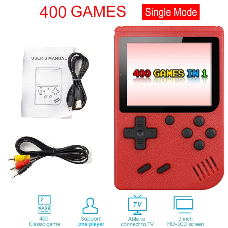 2021 3.0 Inch Retro Portable Mini Handheld Video Game Console 8-Bit Color LCD Kids Player Built-in 400 Games For Christmas Gift 