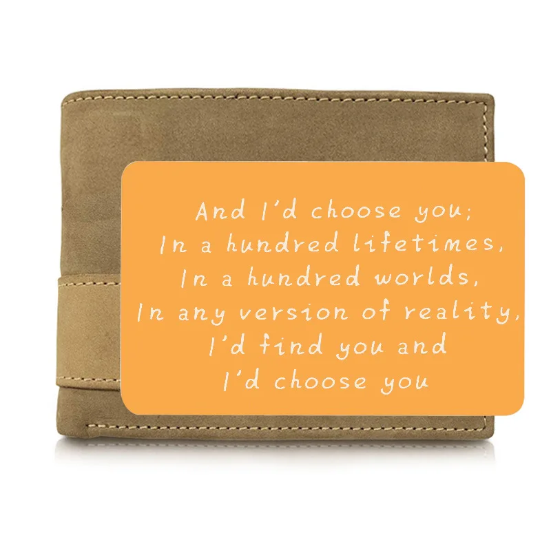 Мини-кошелек с надписью «Love Note Boyfriend Gifts» с гравировкой и гравировкой «I 'd Find You And I 'd Chose You» подарки на день рождения