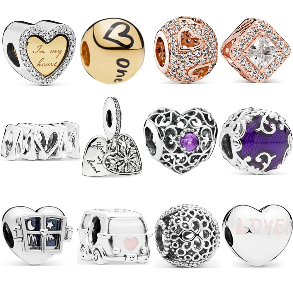 

New High Quality Alloy Flower Mom Eye Bear Finger Clip Bead Fit Original Pandora Charms Bead Bracelet For Women Charm DIY