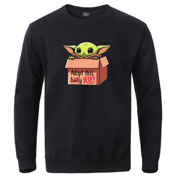 

Cute Baby Yoda Print Sweatshirts Mens Winter Fleece Streetwear Crewneck Pullovers 2020 Hot Sell Mandalorian Star Wars Hoodies