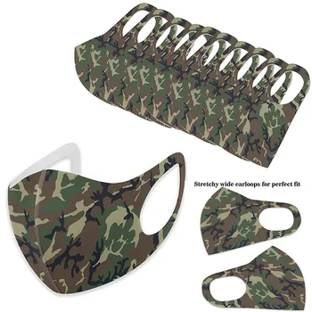 

10PC Fashion Camouflage Printing Mouth Masks Face Mask Washable Breathable Reusable Earloop Mouth Cover Mascarilla Masque