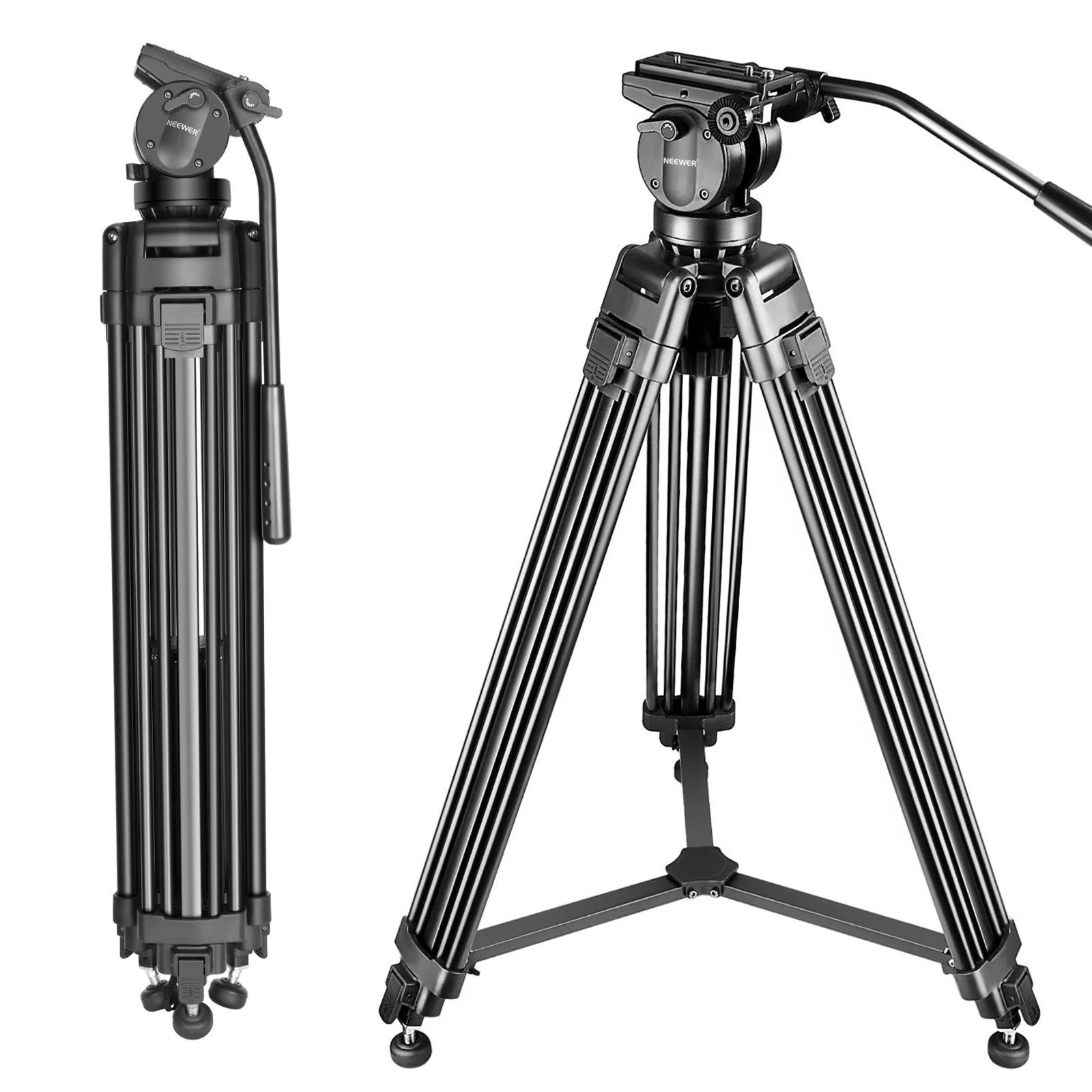 Black Durable Aluminum Alloy Heavy Duty Video Camera Tripod Action Fluid Drag Head with Sliding Plate for DSLR & SLR Cameras Color : Black Black Durable Aluminum Alloy Heavy Duty Video Camera Tripod Action Fluid Drag Head with Sliding Plate for DSLR & SLR Cameras Color : Black