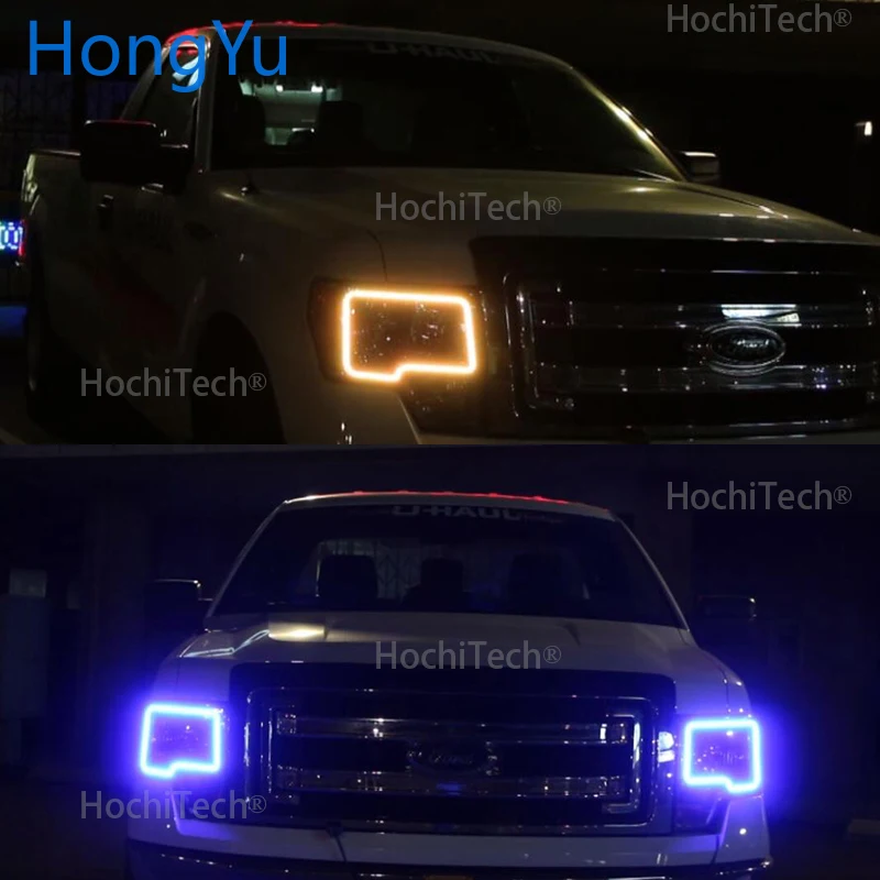 Для Ford F-150 F150 2009- Отличный ИК контроллер многоцветный ультра яркий RGB светодиодный ангельские глазки Halo Кольцо Комплект