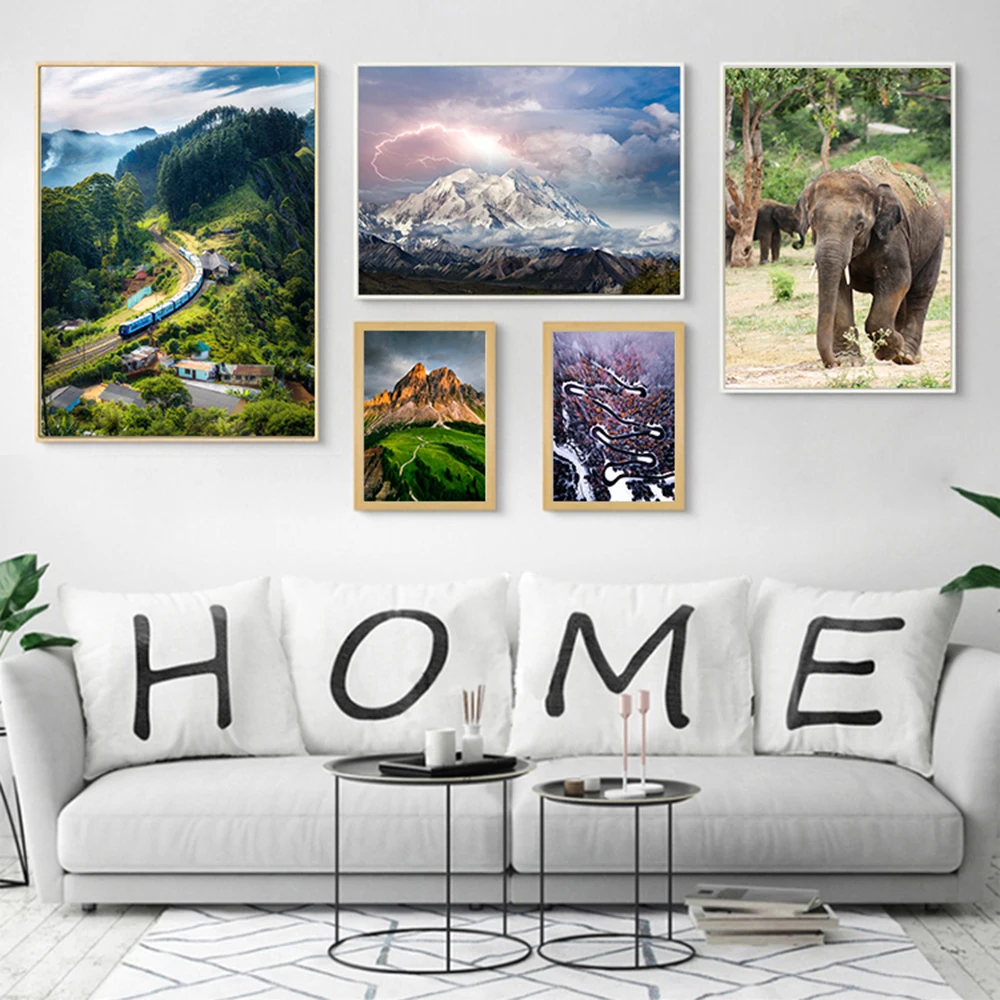 Молния пейзаж холст живопись скандинавские украшения плакат в скандинавском