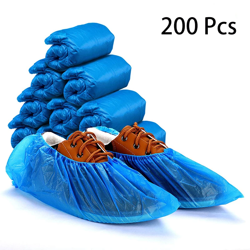 200PCS Disposable Anti Slip Boot Shoe Covers Overshoes Protective Waterproof 