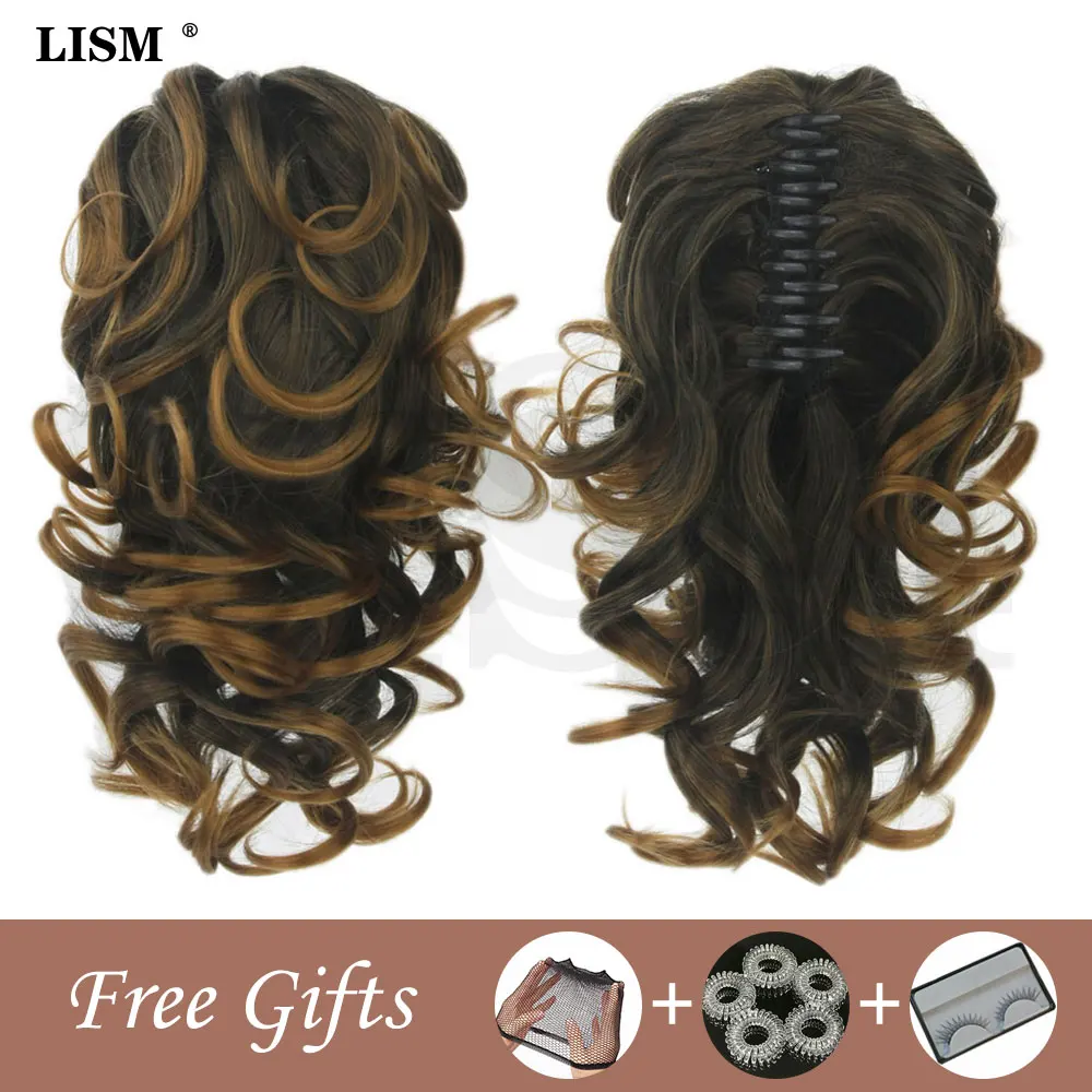 

Women Ponytail Clip-on Hairpieces New Fashion Ladies Multicolor Curly Claw Clip Wavy Wigs Natural Heat Resistant Fiber Hairpiece