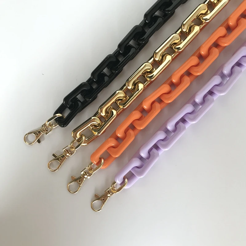 Gold Detachable Replacement Handbag Straps Fashion Women Bag Accessories Colorful Acrylic Handles Resin Strap 60cm