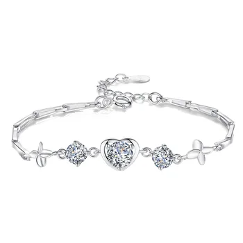 

Four-Leaf Clover Crystal Bracelet Female Fine Silver INS Non-mainstream Design Korean-style Simple Cool Birthday Gifts
