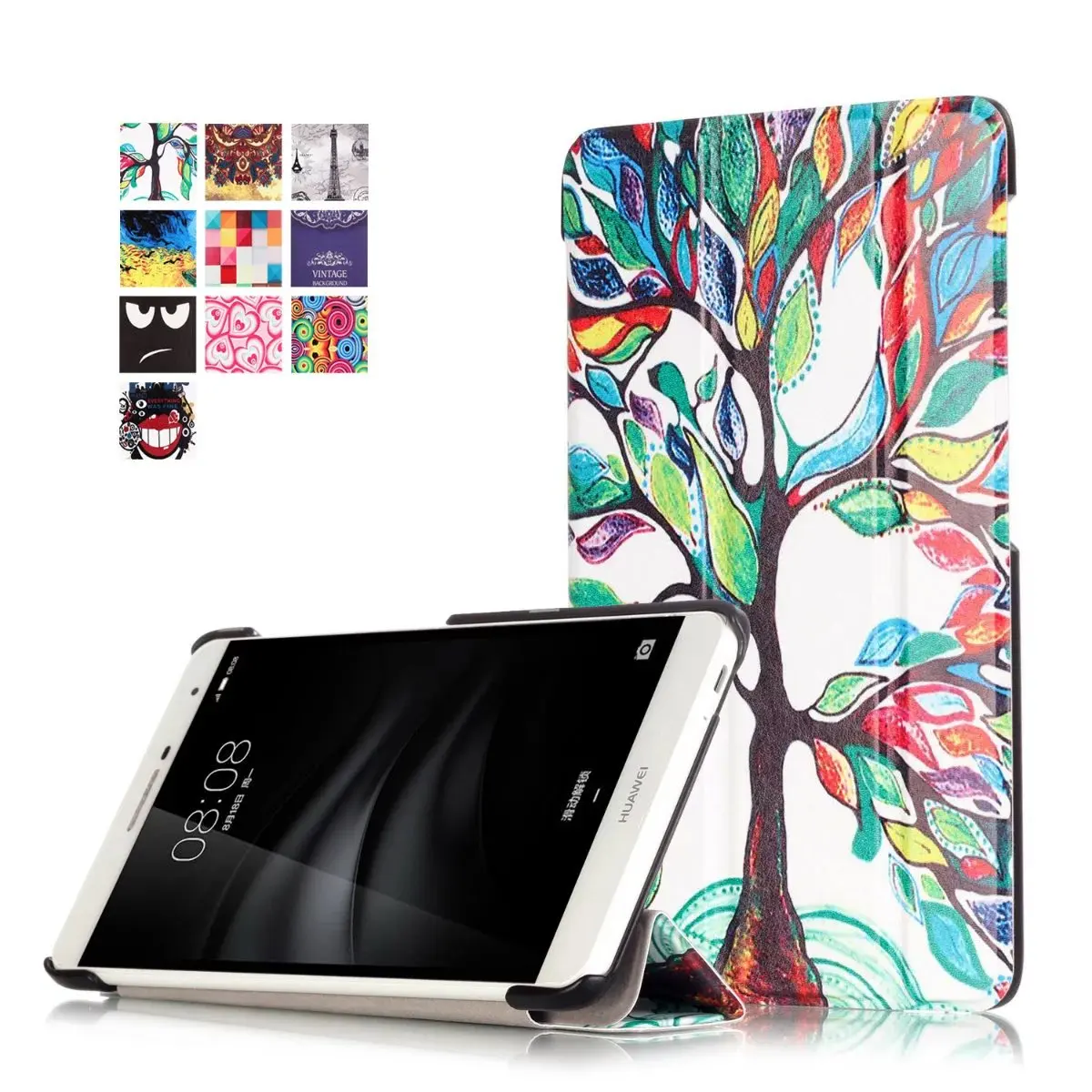 

For Huawei Mediapad T1 7.0 T1-701 T1-701U / 701W T2 7.0 BGO-DL09 BGO-L03 Tablet painted Pu leather stand holder Cover Case