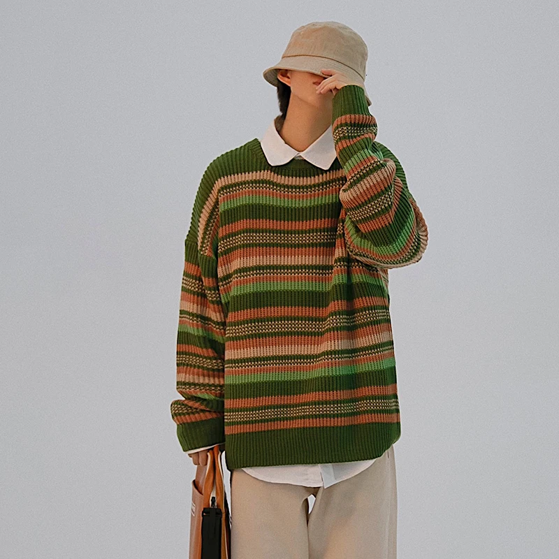 Winter Sweater Men Warm Fashion Contrast Color Casual Knit Sweter Man Loose Long Sleeve Sweaters Striped Pullover Men Clothes Winter Sweater Men Warm Fashion Contrast Color Casual Knit Sweter Man Loose Long Sleeve Sweaters Striped Pullover Men Clothes