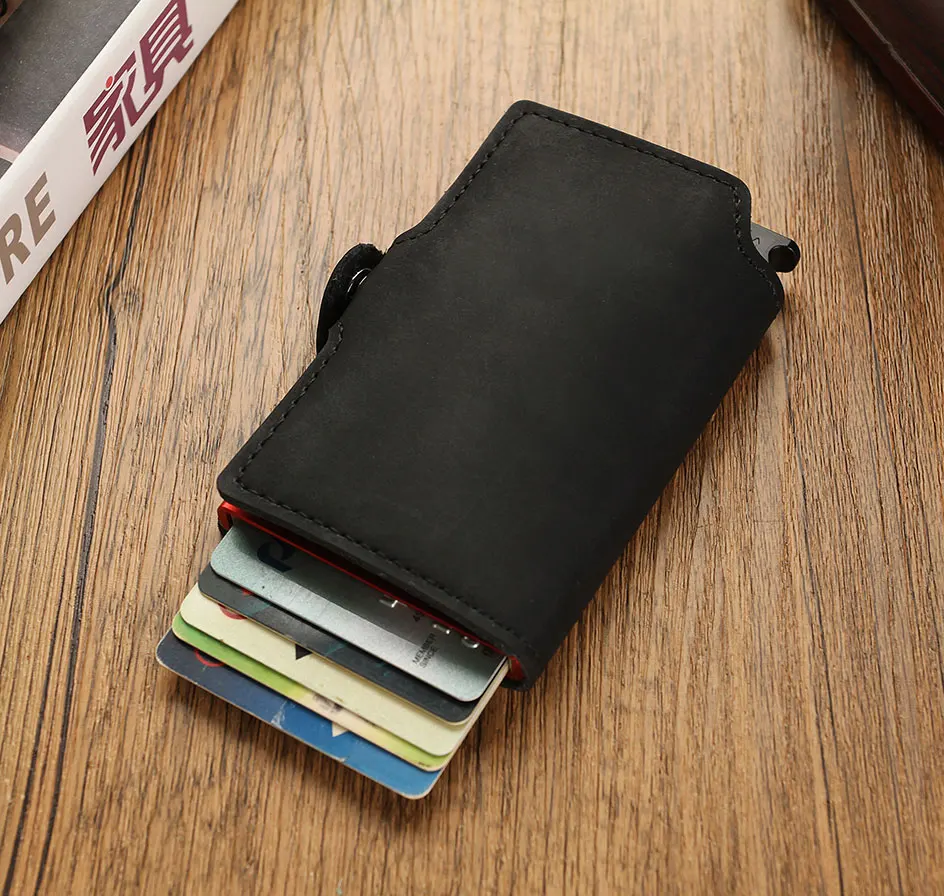 Многофункциональный кожаный чехол для визиток RFID компактный кошелек из