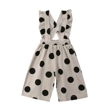 Летний цельный комбинезон с оборками для маленьких девочек; джинсовые комбинезоны для маленьких детей; Осенний комбинезон в горошек; комбинезон; брюки