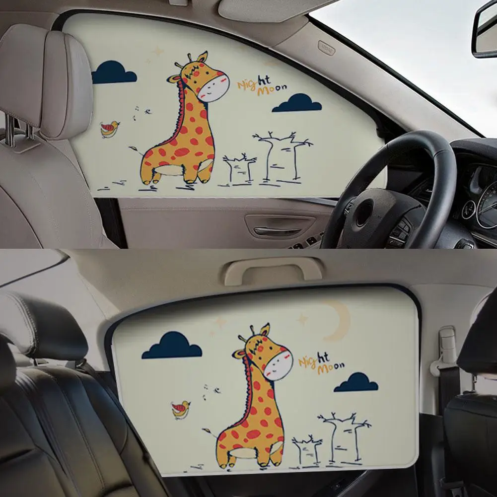 Магнитная оконная боковая Солнцезащитная шторка УФ мультфильм занавес с изображением животных Летняя Сетка автоматический, для окна солнцезащитный козырек Солнцезащитная пленка