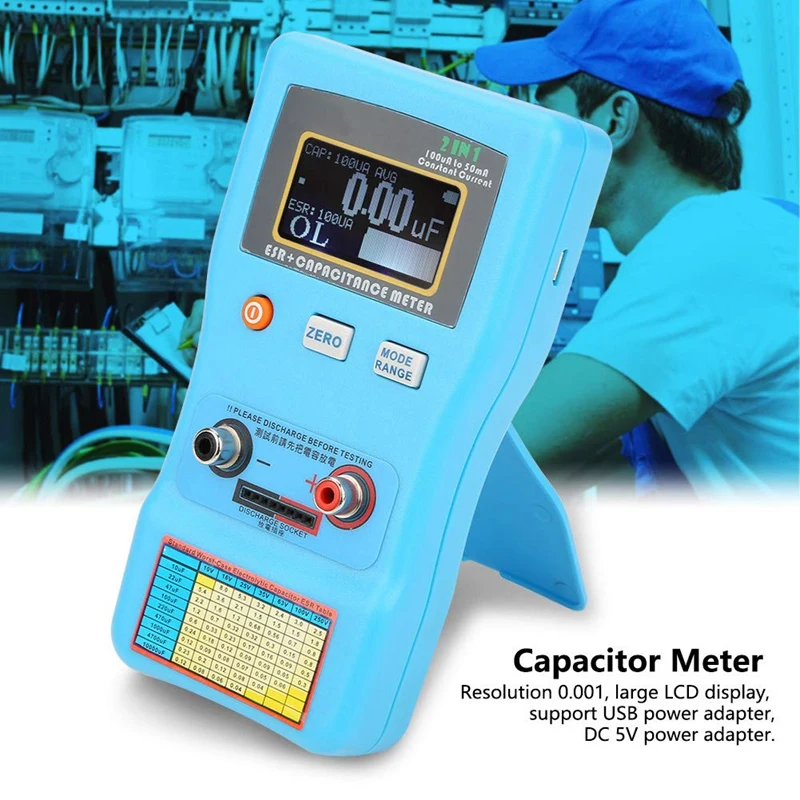 

New-MEC-100 Capacitor Meter, High Precision Digital Display Automatic Range Electrolytic Capacitance ESR Meter,Capacitor Meter T