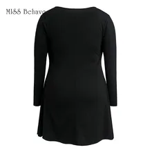 Осень, стиль, европейский и американский стиль, платье большого размера, поставка товаров, трикотажное базовое платье с длинным рукавом