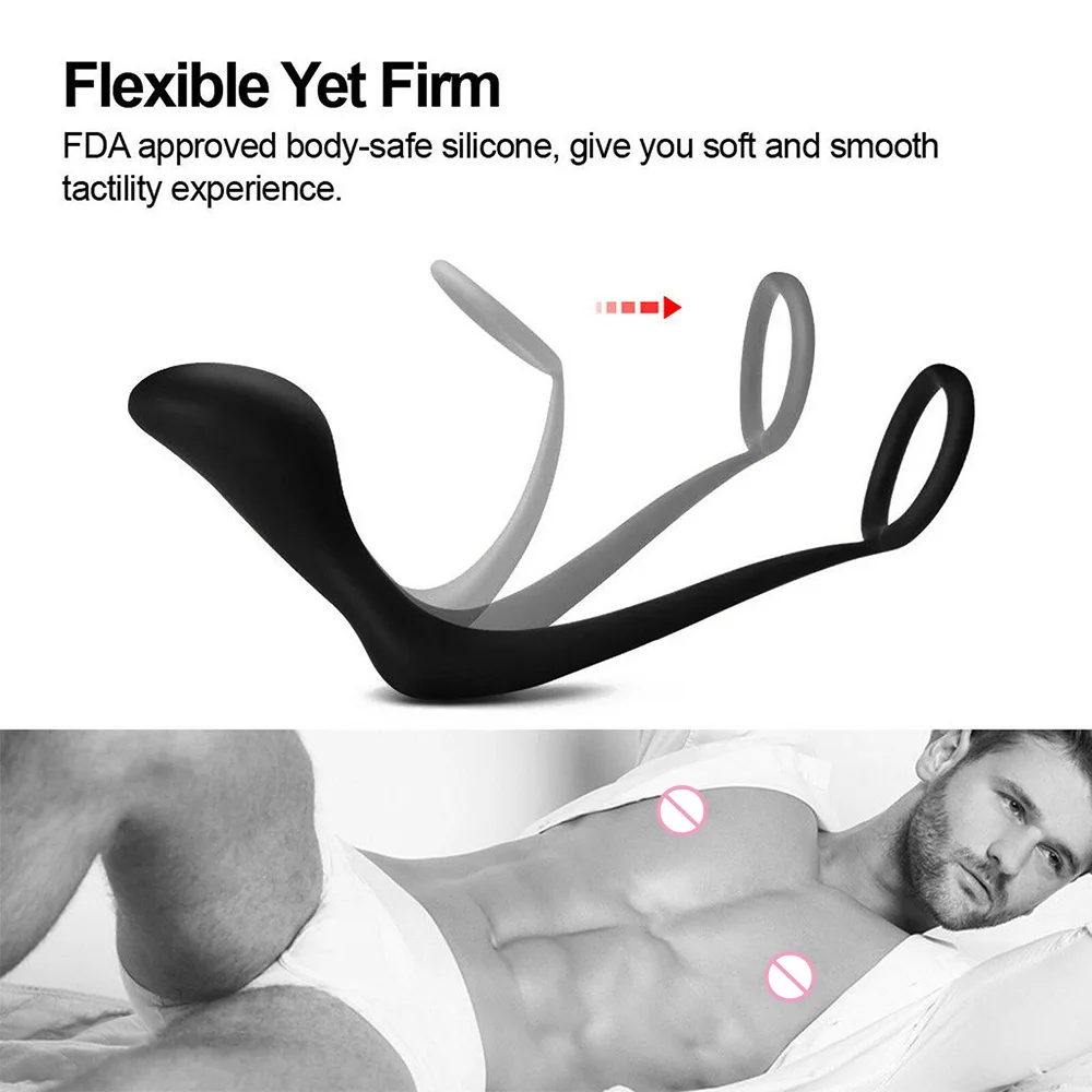 Plug anale massaggiatore prostata in silicone con anello pene_voghion.com