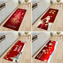 2022 Christmas Carpet Santa Claus 3D Flannel Anti-slip Kitchen Bathroom Room Door Floor Mat Decor Rug 40*120CM 60*180CM.