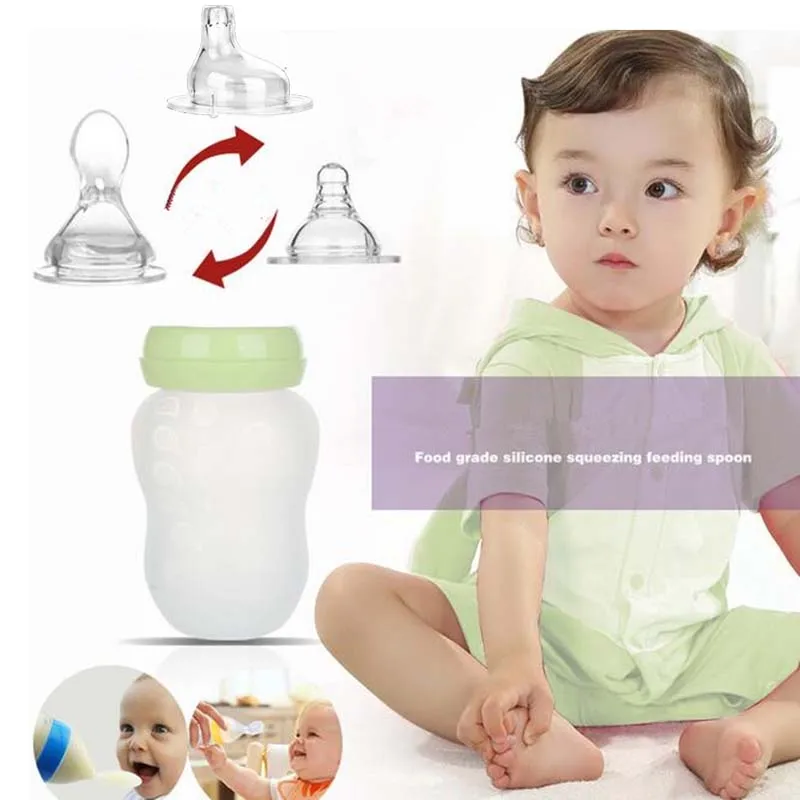 180ML Baby Bottles and Feeding Spoon Silicone Baby Feeding Cup Water Bottle kids Nursing Bottles