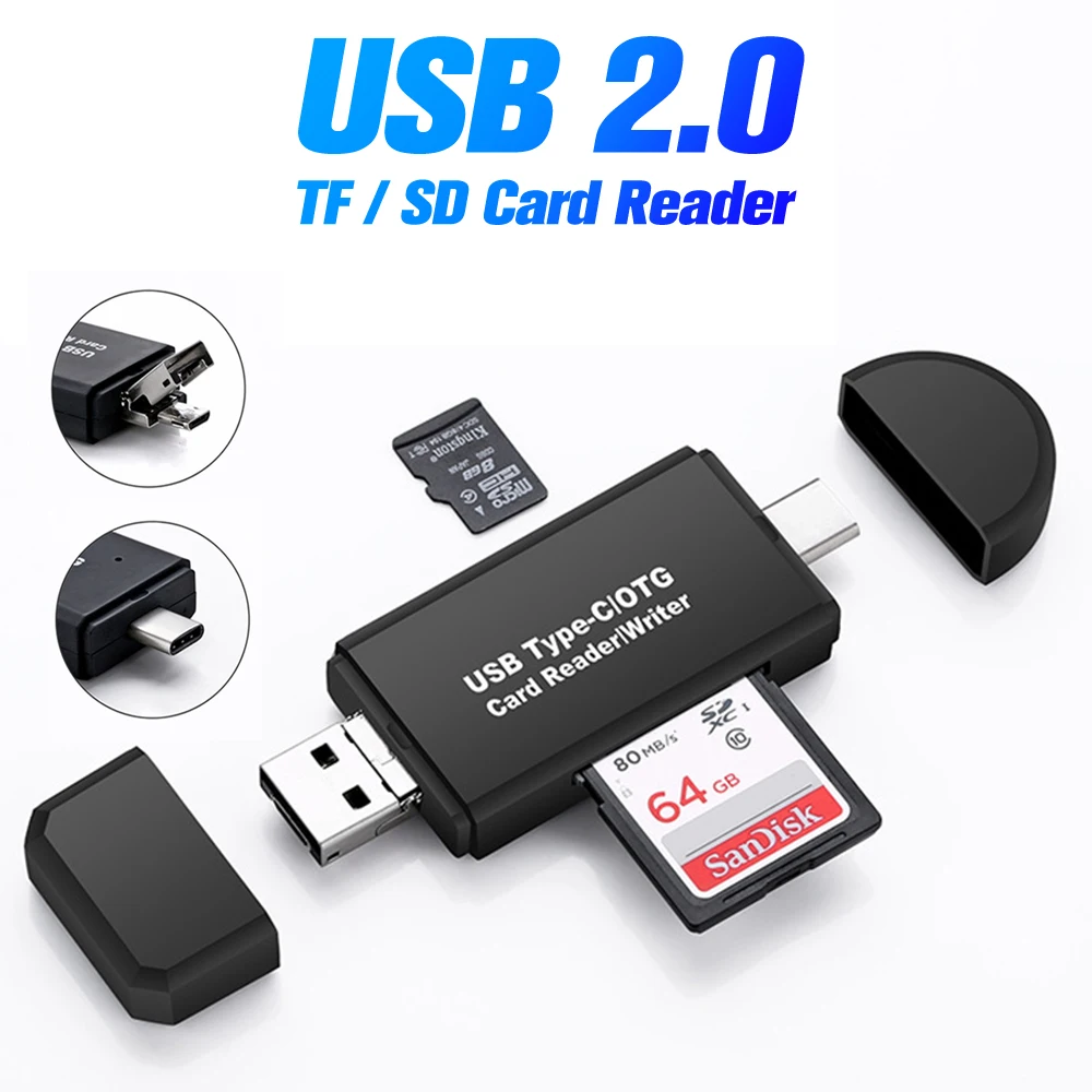 GUUGEI 5 в 1 OTG кард-ридер TF SD кард-ридер компьютерные принадлежности Android Micro usb type C удлинитель Czytnik Kart