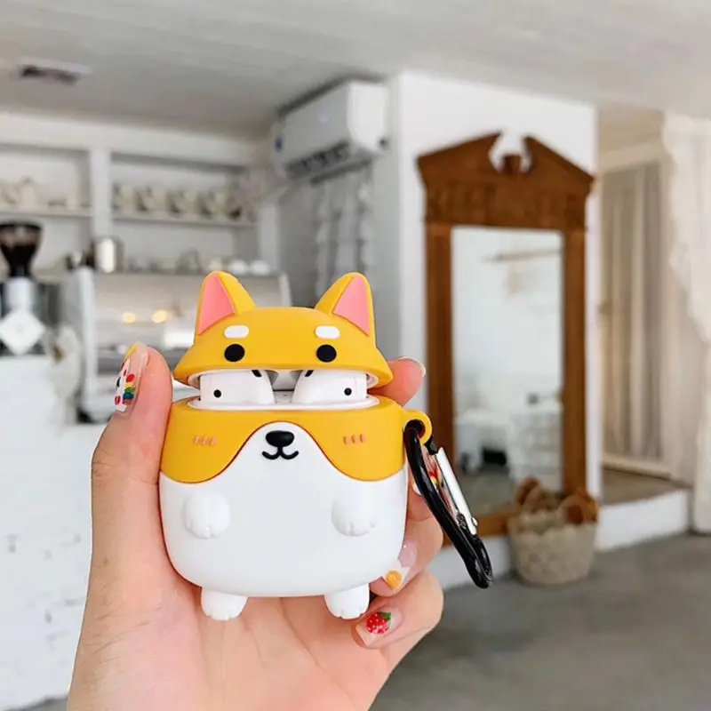Прекрасный Pupply собачий узор защитный противоударный чехол Мягкий Силиконовый Чехол протектор с карабином для Airpods 1/2 зарядная коробка