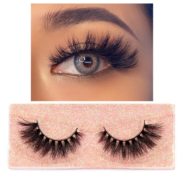 FOXESJI Makeup Eyelashes 3D Mink Lashes Fluffy Soft Wispy Natural Cross Eyelash Extension Reusable Lashes Mink False Eyelashes K11