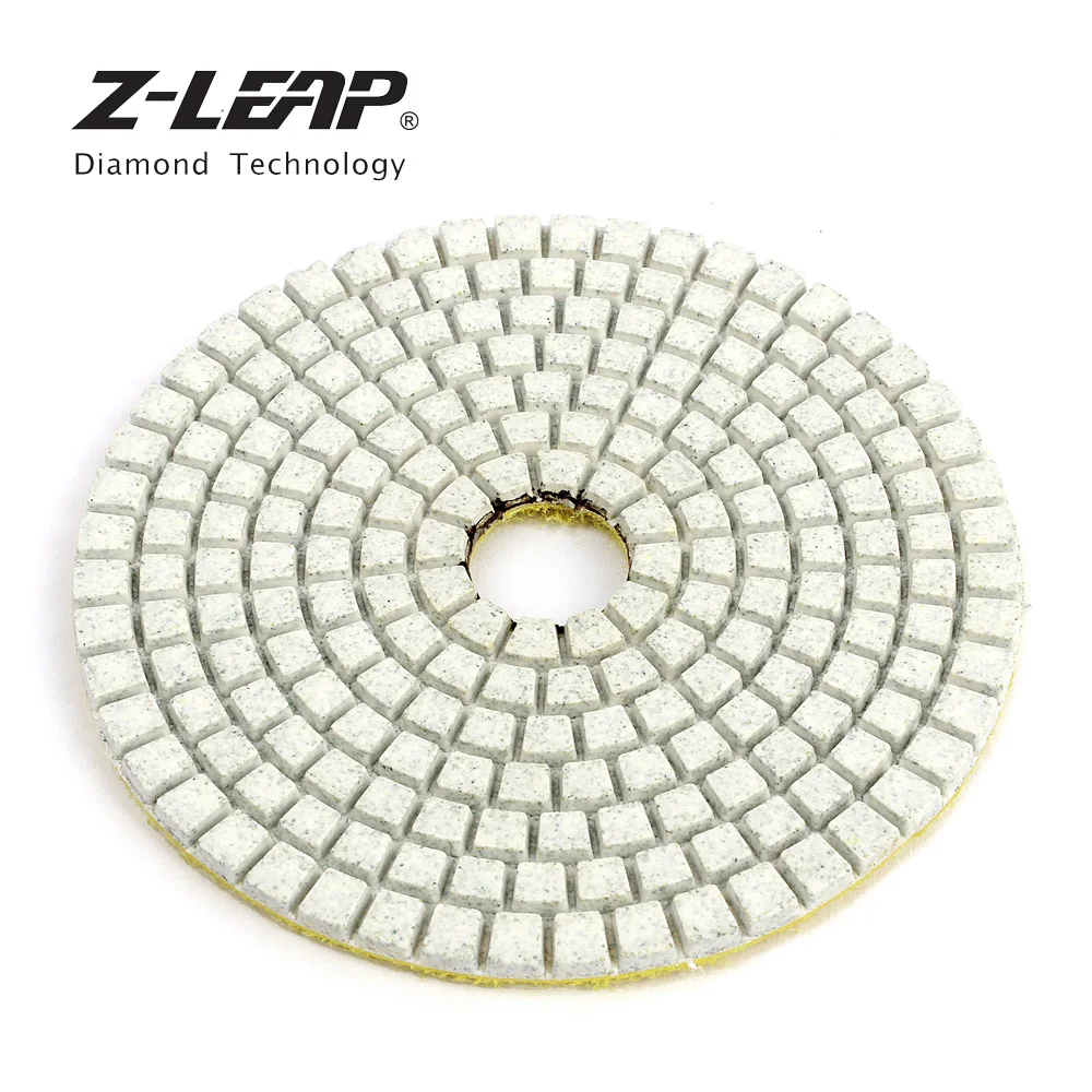 Z-LEAP 4-дюймовый 7 шт./компл. Алмазный Полировочный диск колодки бетонный гранитный мраморный пол шлифовальный диск мокрый Применение белый гибкие полосы света с абразивным кругом