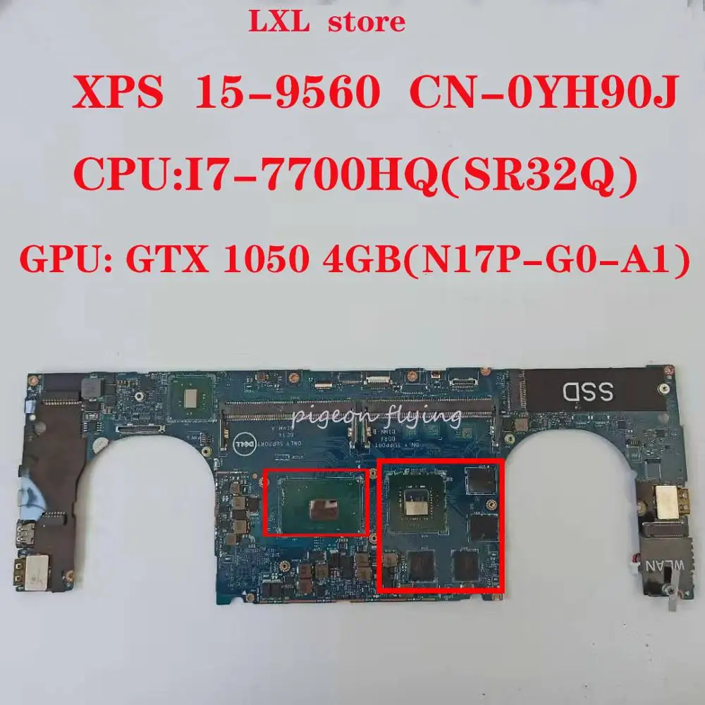 price cut  XPS 15 9560 motherboard Mainboard for Dell laptop XPS 15-9560 CN-0YH90J CAM00/01 LA-E331P CPU I7-77