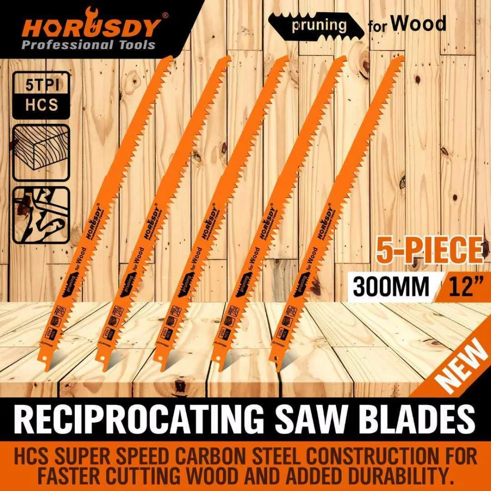 

2021-SEDY Reciprocating Saw Blades 12" / 5pc Set Electric Sawzall Hackzall Wood Pruning