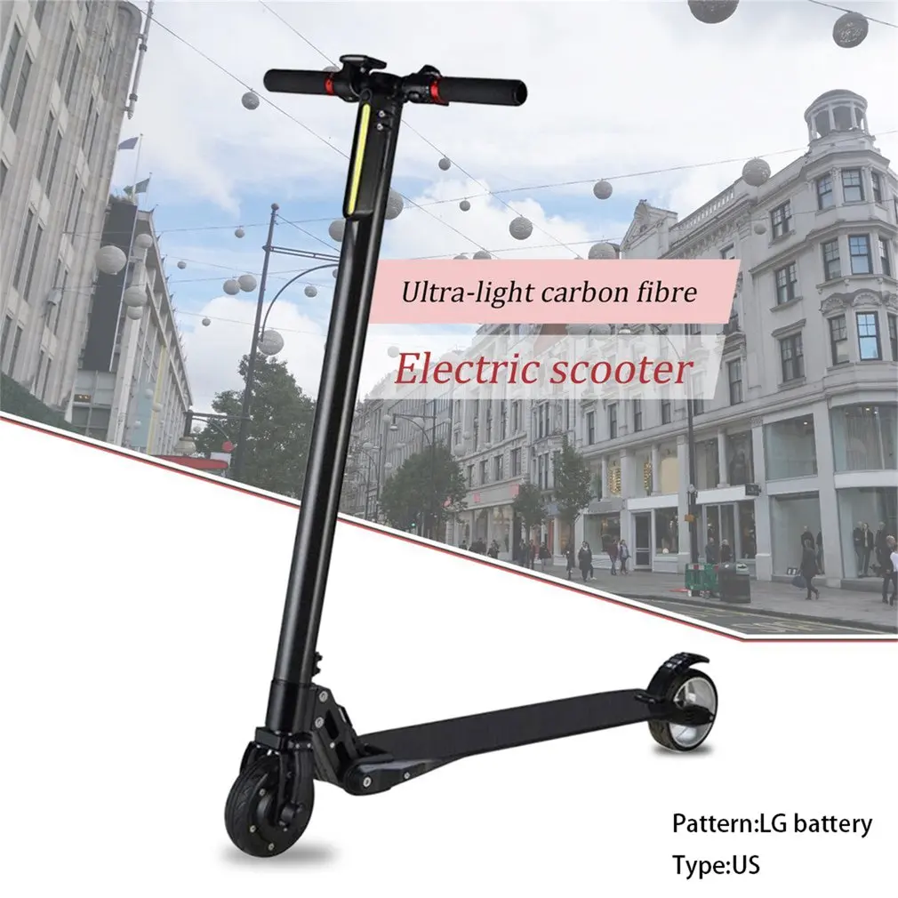  Ultra Light Carbon Fiber Portable Foldable Electric Scooter With Two Wheels Fast Speed Skateboard W