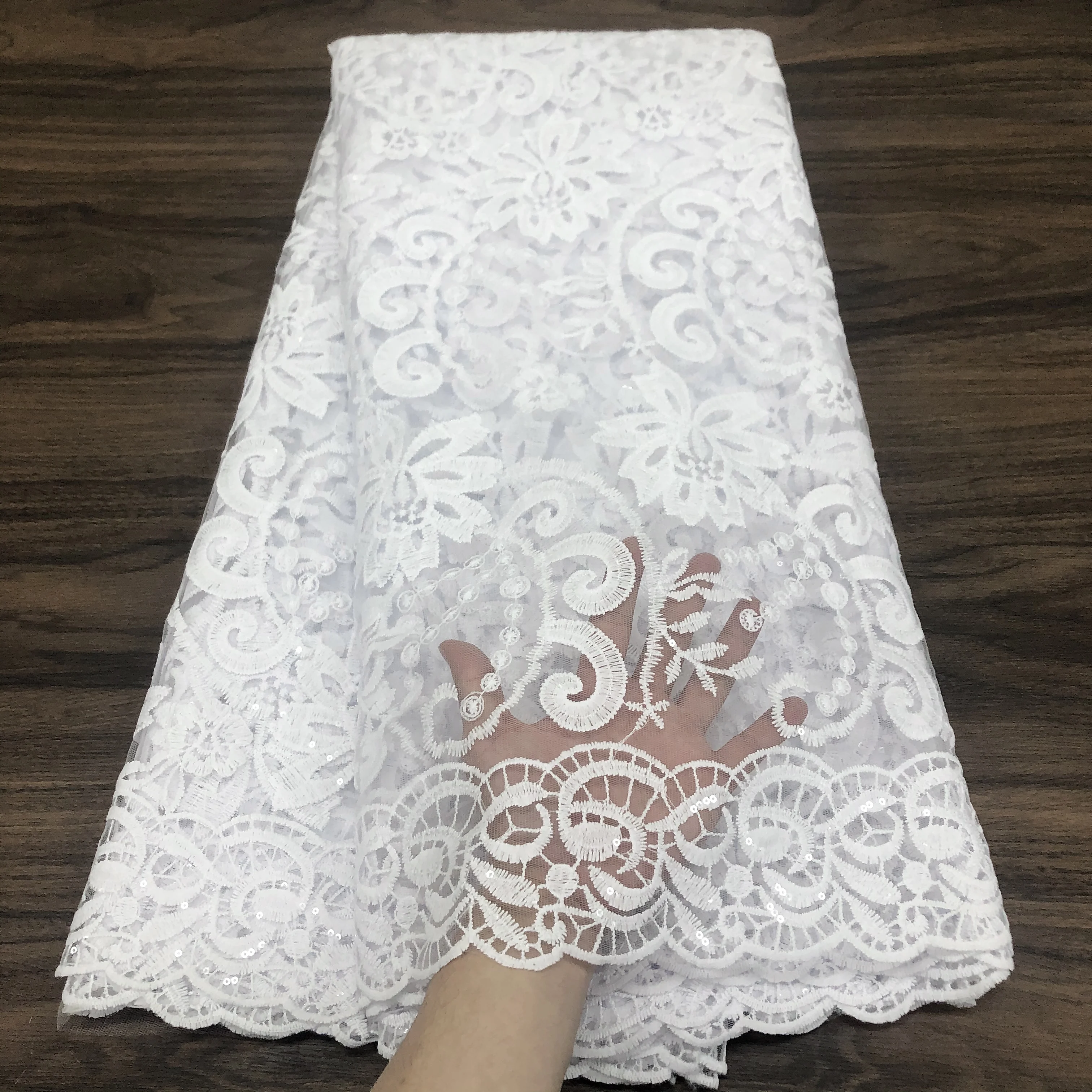 Lace Fabric French Sequins Lace Fabric 5 Yards Nigerian Lace Fabric African Tulle For Party Dress