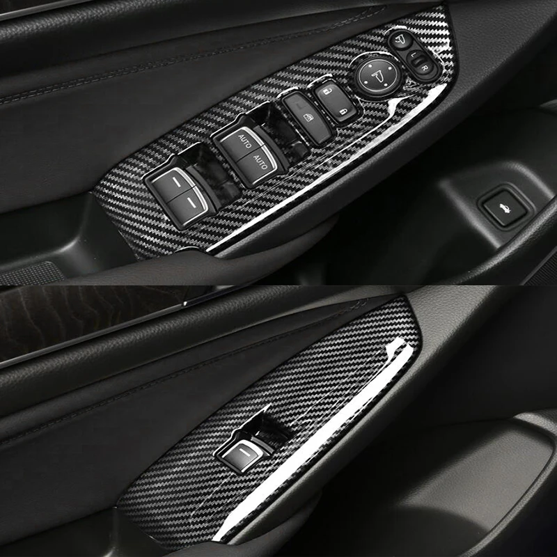 

For Honda Accord 18-19 Car Window Switch Decorations Trims Carbon Fiber Black