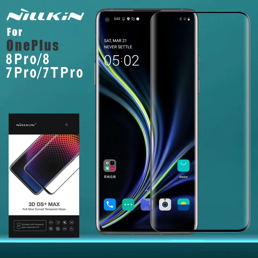3D DS+ Max Full Cover for OnePlus 8 Pro 7 Pro 7T Pro 8 Glass Tempered Glass Screen Protector Round Edge 1+ 7 8 pro HD Glass Film