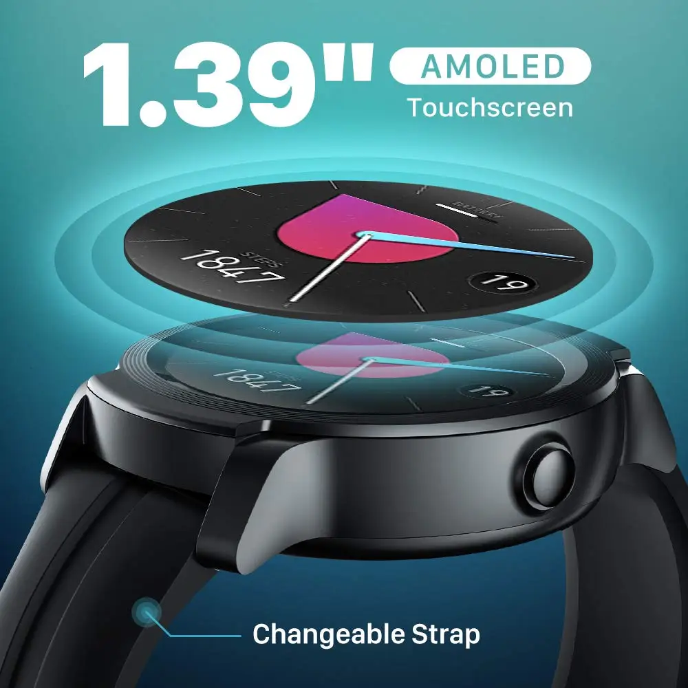  TicWatch E2 Black Smart Watch Men & Women Bluetooth GPS Watch Android/iOS compatible 5ATM Waterproo