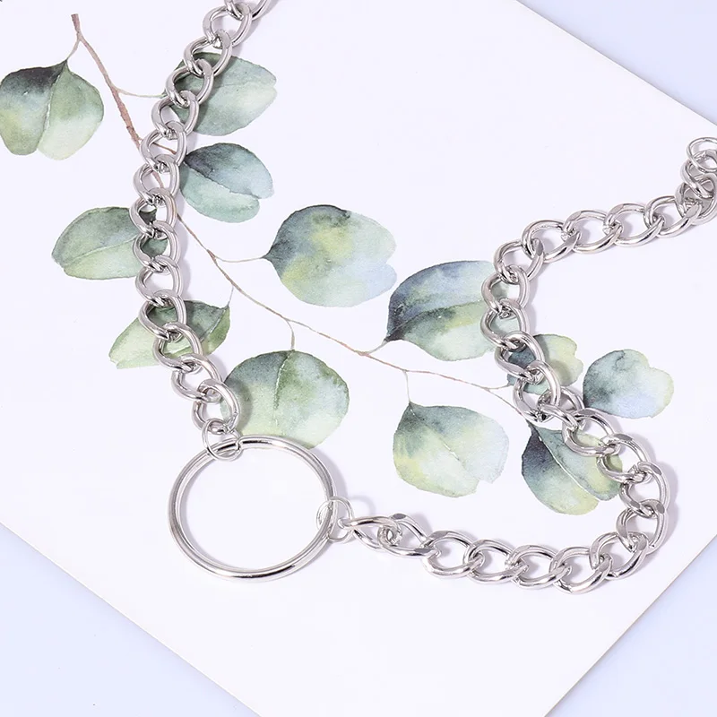 New Necklace For Women Gothic Chain Choker Circle Rock Statement Necklace Circle Decoration Metal Jewelry Vintage Fashion pendant necklace