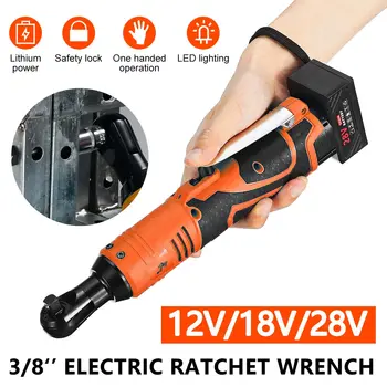 

12V/18V/28V Electric Wrench Angle Drill Screwdriver 3/8'' Cordless Ratchet Wrench Scaffolding With1X Lithium-Ion Battery+Charger