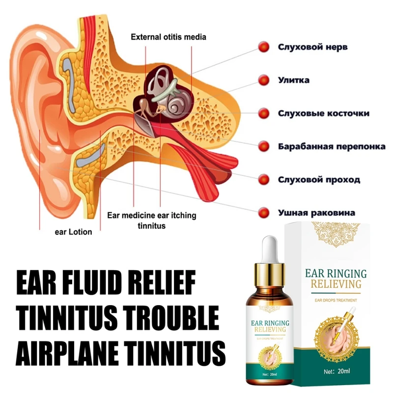 20ml ucho vyzváněcí relieving kapky léčba natvrdo sluch tinitus symptoms earache ulevit zdraví krása maquiagem péče