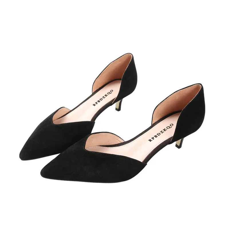 suede black kitten heels