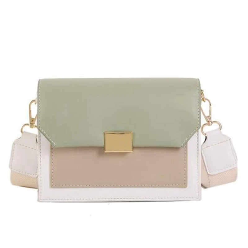 

Square Contrast Color Ladies Crossbody Bag Pu Leather Shoulder Bag Ladies Chain Wallet and Handbag