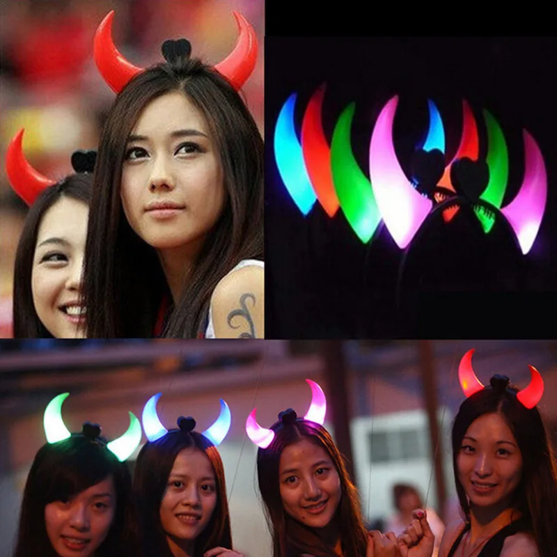 

Halloween LED Glowing Devil Horn Light Up Headband Flashing Lighting Concert Party Props For Glow Christmas Party Decoration