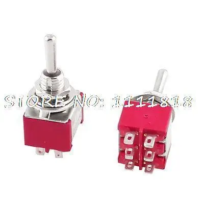 

AC 2A/250V 5A/120V DPDT 6 Solder Terminals Toggle Switches 2PCS