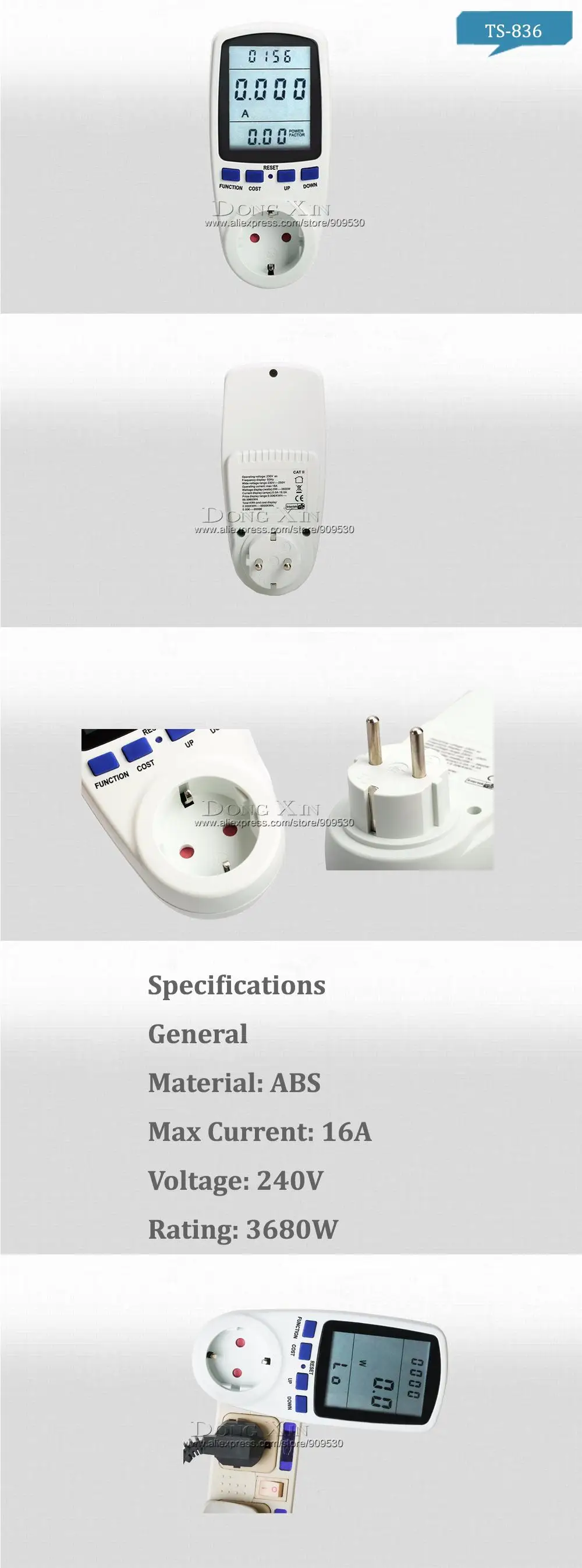 TS-836 ЕС Plug power Energy разъем счетчика мощность напряжение Huidige Frequentie монитор Анализатор